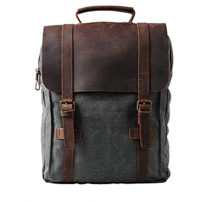 KP2  VINTAGE TAR II™  Canvas und Leder  Damen / Herren Rucksack - dunkelgrau 16"